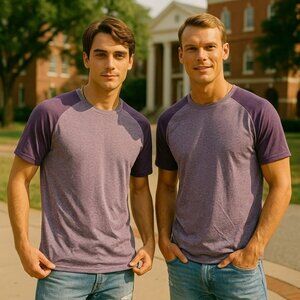 01.Algo Mens Purple Athletic Performance Shirt Medium Quick Dry SPF 40 Exercise